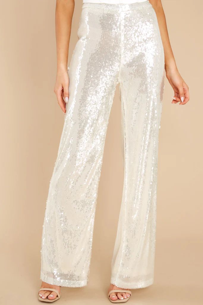 Daring Adventures White Sequin Pants | Red Dress 