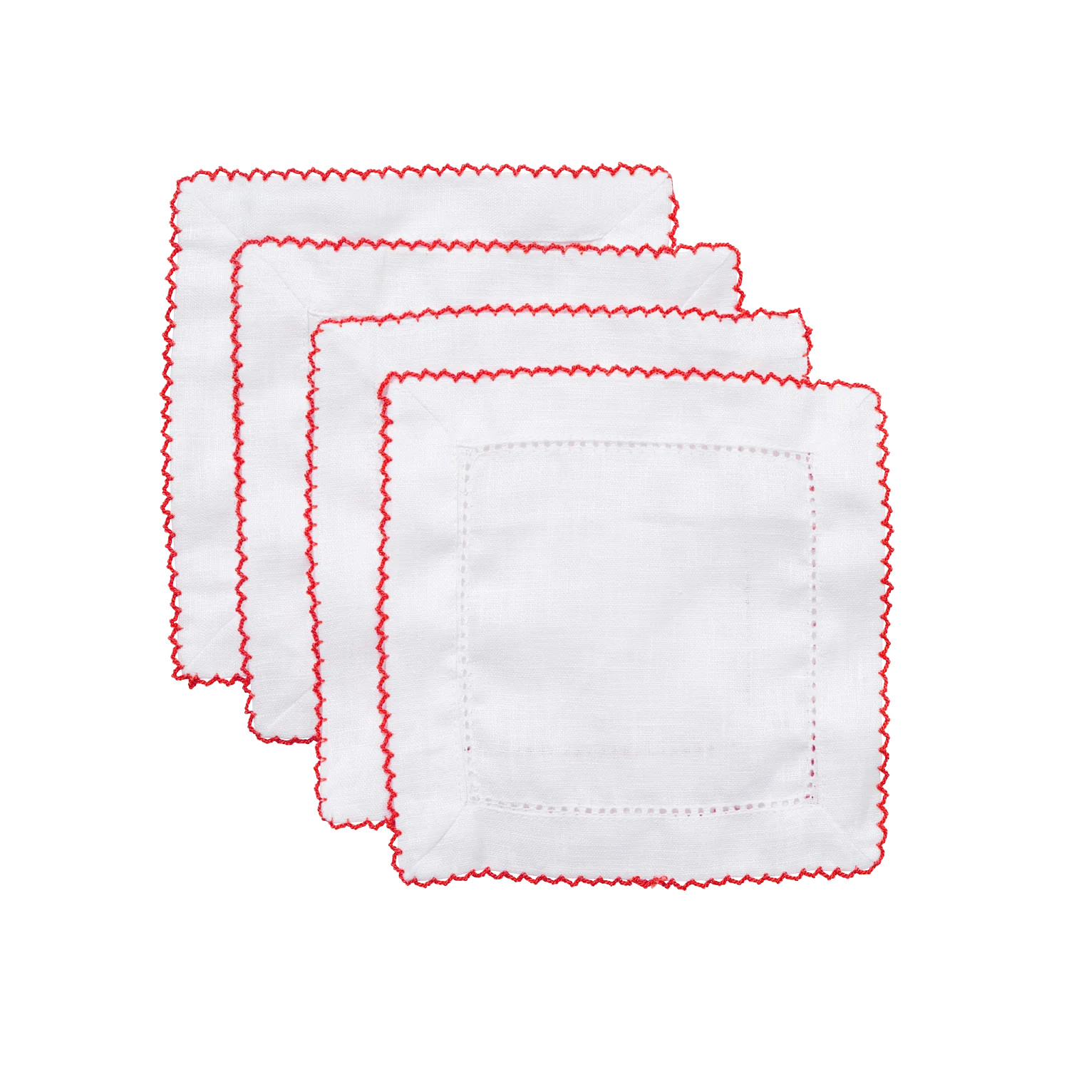 Set of 4 Cocktail Napkins - Red | In The Roundhouse