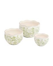 3pc Scalloped Soft Floral Indoor Planters Set | TJ Maxx