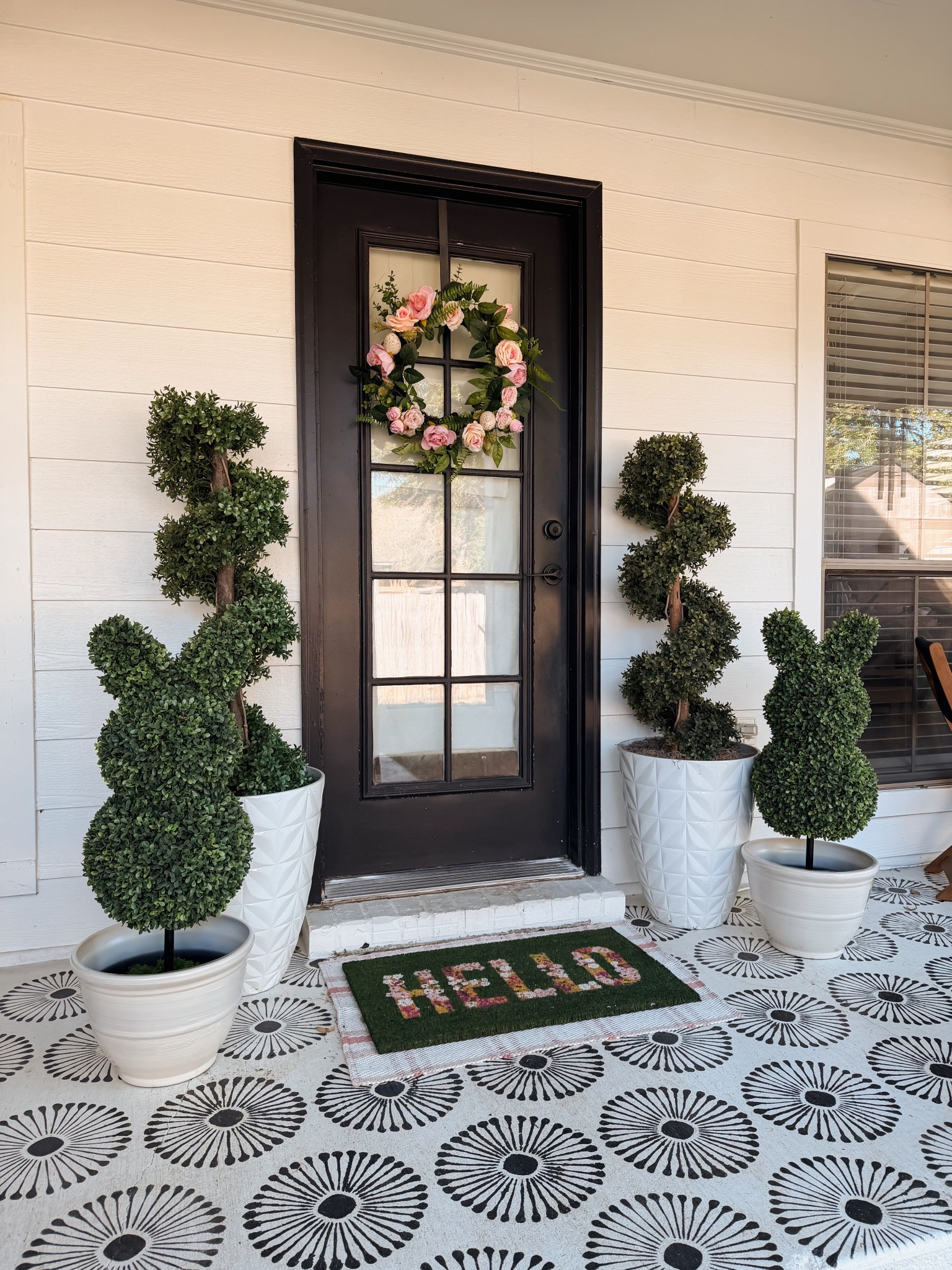 Got started on the patio spring decor over the weekend. Still a lot to do, but it makes me happy to bring in some color out here.

Outdoor home decor, Easter decorations, spring outdoor decor, bunny topiaries, spring wreath

#LTKSeasonal #LTKHome