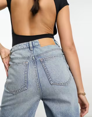 ASOS DESIGN relaxed mom jean in tinted blue | ASOS (Global)