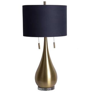 DSI 31 .5 in. Gold Teardrop Metal Table Lamp with Navy Fabric Shade TL19306 | The Home Depot
