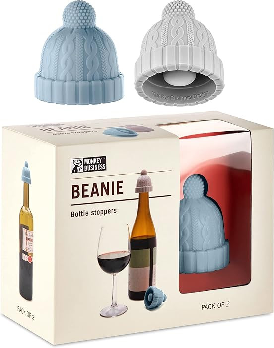 Beanie Cap Decorative Silicone Bottle Stopper in a Gift Box, Set of Two, Novelty Cork, Beverage a... | Amazon (US)