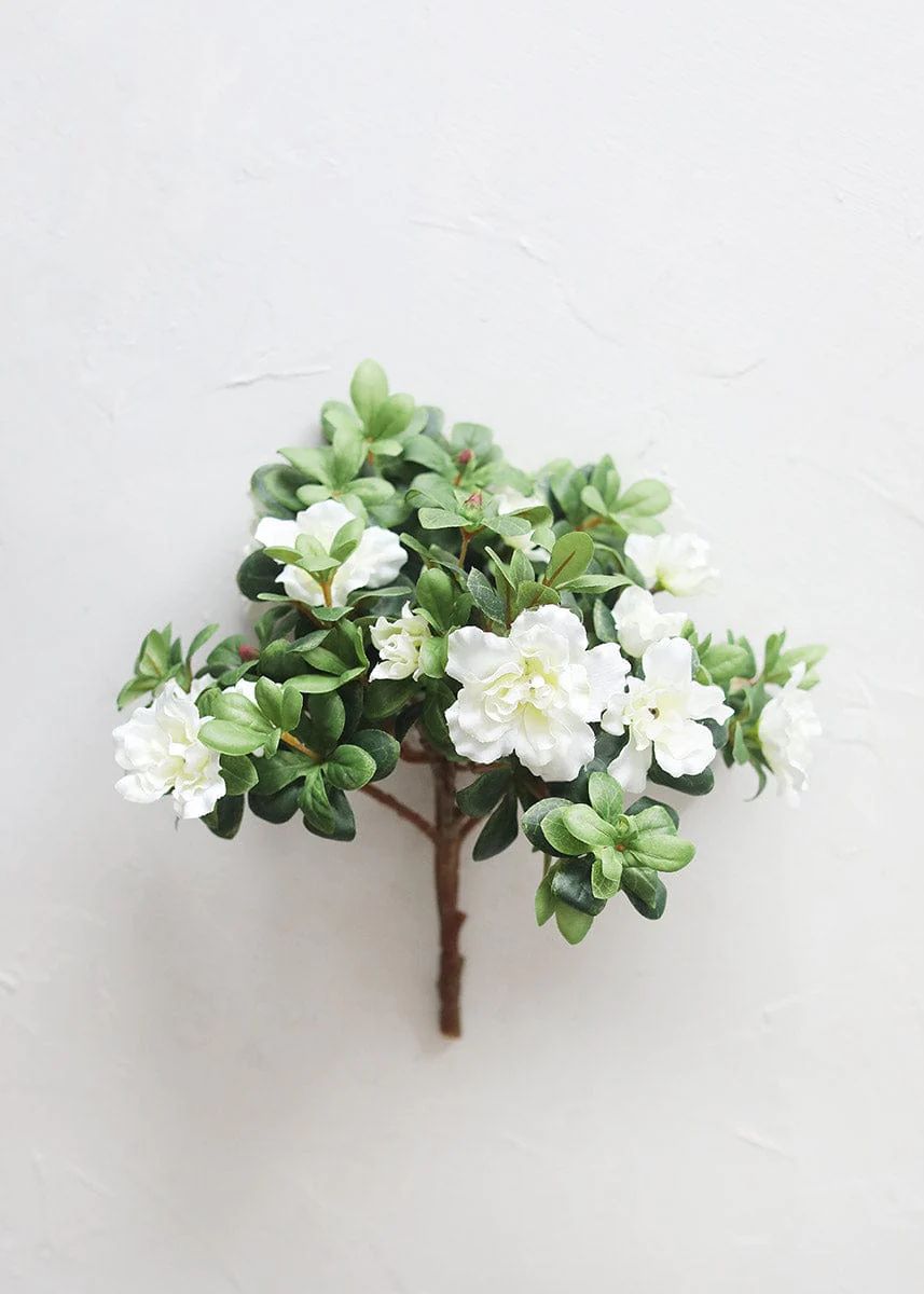 Azalea Silk Flowers Bush in Cream White - 12" | Afloral (US)