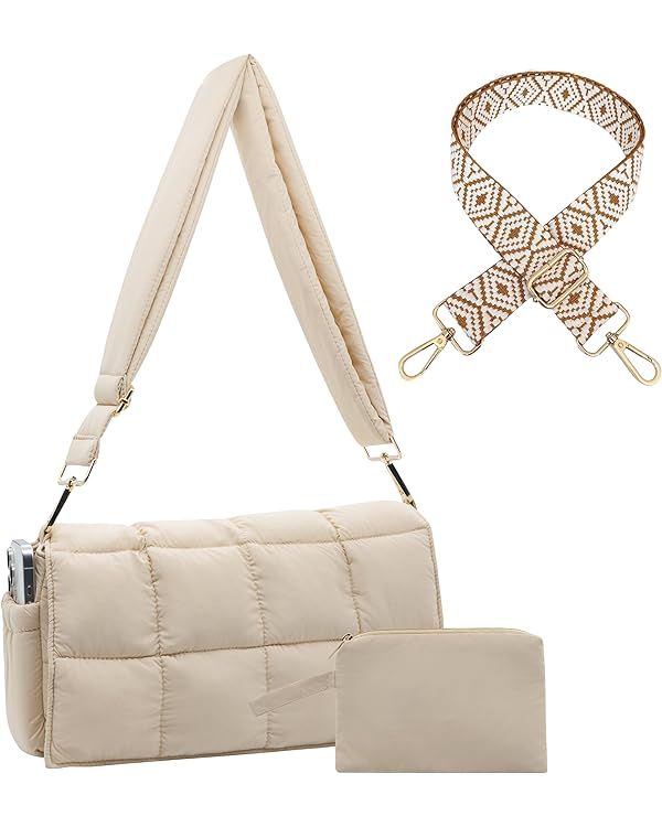 NAARIIAN Puffer shoulder bag Cotton Padded handbag designer quilted crossbody dupes women lightwe... | Amazon (US)