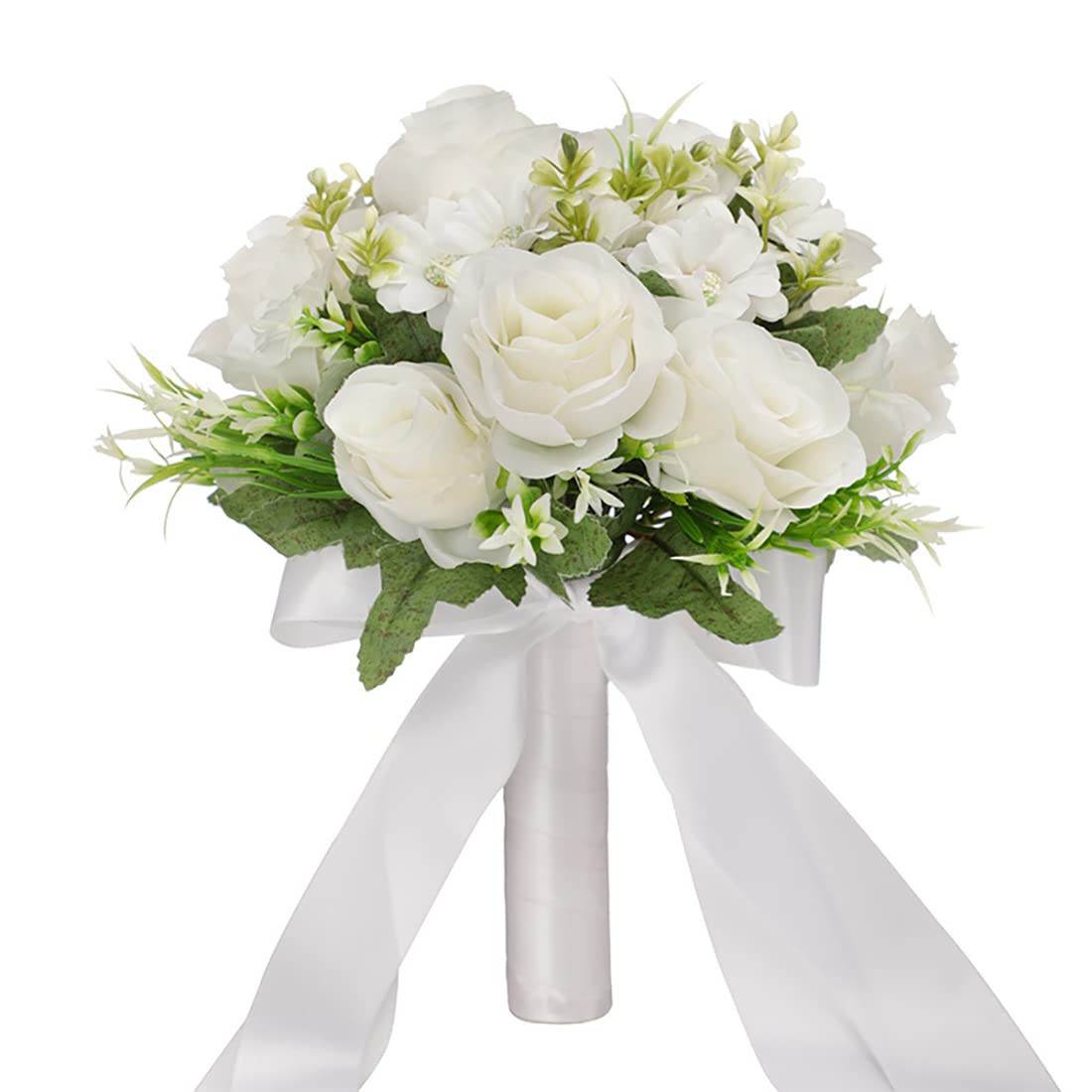 CYANLUX Wedding Bouquets for Bride Bridesmaid Bouquet Champagne White Artificial Roses Flowers fo... | Amazon (US)
