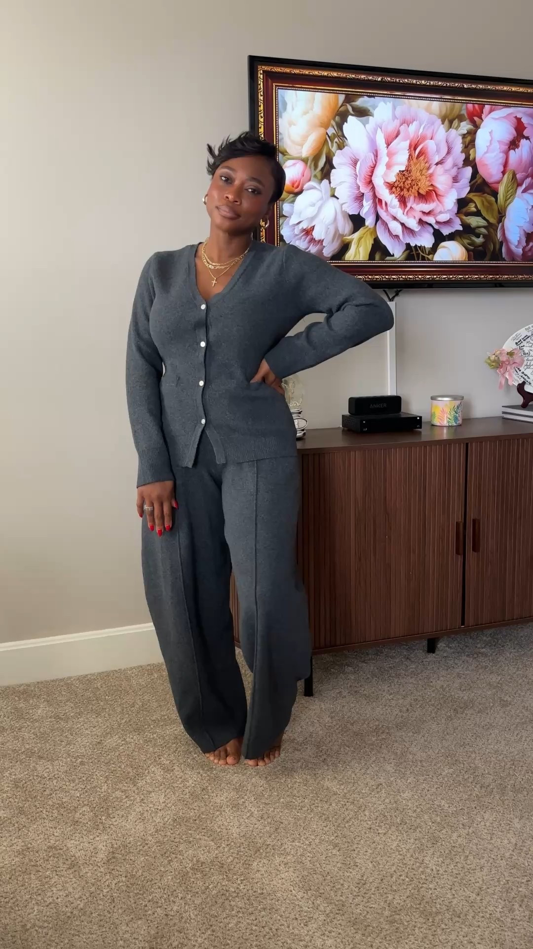 Elevated casual knit set!! 

Wearing sz small in top & bottoms! 