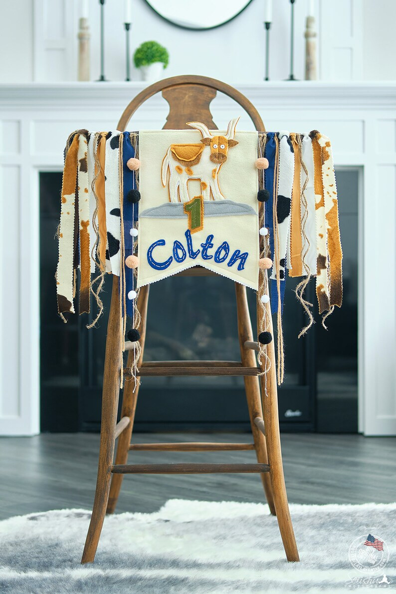 Cow Longhorn Birthday Banner, 1st Birthday Cow, First Birthday Farm, Cowboy High Chair Banner Bir... | Etsy (US)