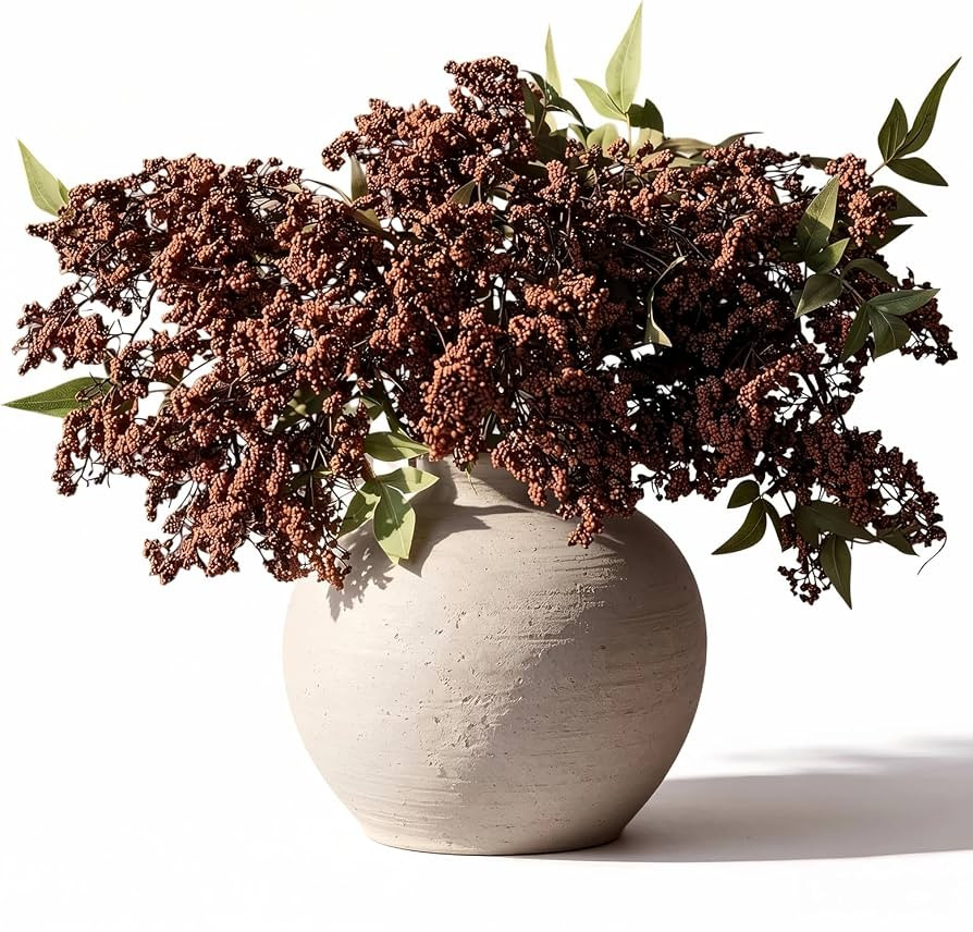 3Pcs Realistic Coffee Nandina Berry Spray 41",Plum Artificial Stem for Vase | Amazon (US)