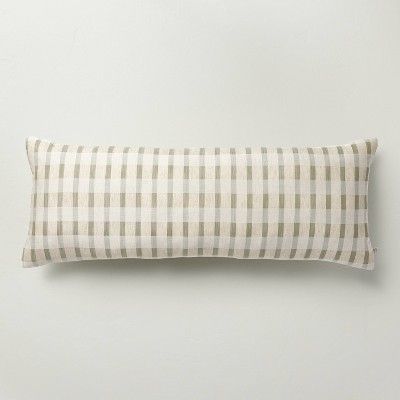 14"x36" Layered Stripe Lumbar Bed Pillow Sage Green/Cream/Natural - Hearth & Hand™ with Magnoli... | Target