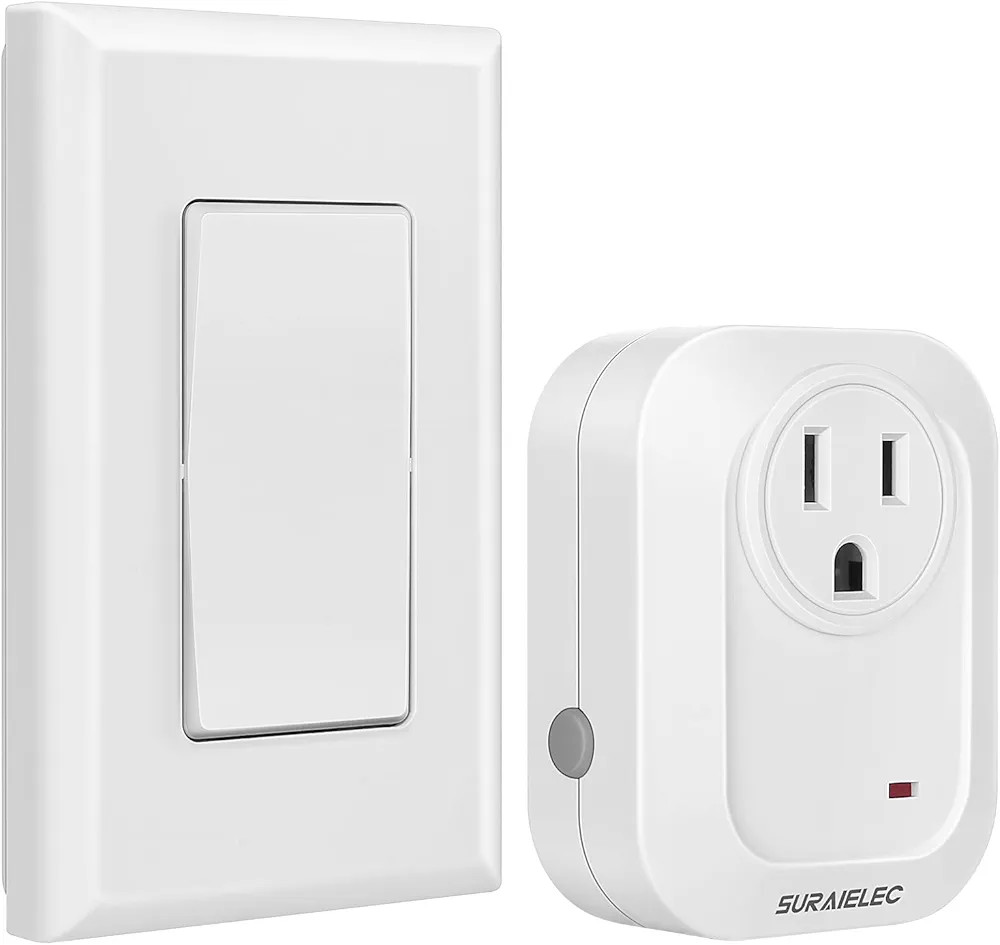 SURAIELEC Wireless Wall Switch Remote Control Outlet, No Wiring Needed, 100ft RF Range, Pre-Progr... | Amazon (US)