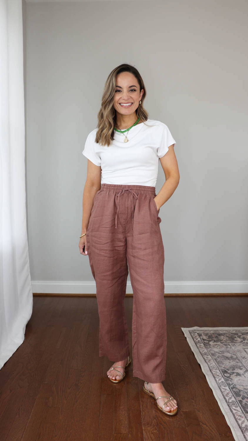 4 petite-friendly pairs of summer pants! 

Banana Republic Getaway Pants: petite xs (petite xxs would be a better fit for me) | 11” rise | 25” inseam 

*I sized up in this pair because I usually need to at banana republic, but these pants are more true to size. They’re big on me in the size up. Wearing petite xs in the video, need petite xxs. 

Top (Nordstrom): petite xs 
Sandals (Sam Edelman): true to size 

My measurements for reference: I’m 4’10” and 105lbs. My bust, waist, and hip measurement is 32”, 24”, and 36”.

#LTKPetite