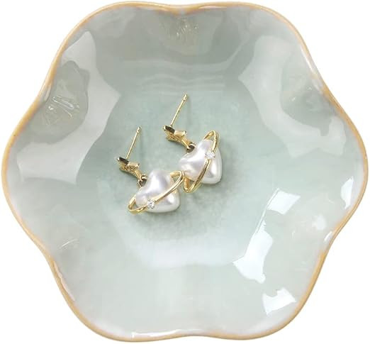 Lotus Leaf Shape Decorative Ring Tray, Small Key Bowl, Ceramic Trinket Tray Jewelry Dish Organizi... | Amazon (US)
