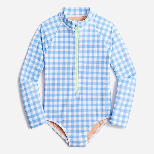 Girls' gingham rash guard swimsuit | J.Crew Factory