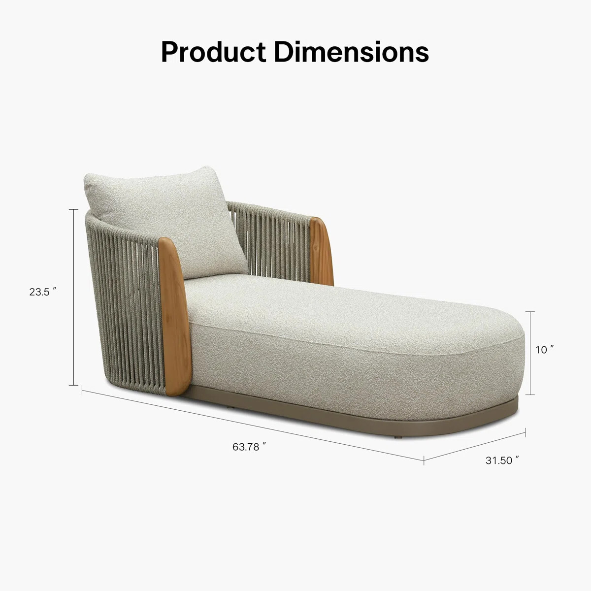 Olefin Patio Chaise Lounge Chair With Upholstered And Teak Armres | Wayfair North America