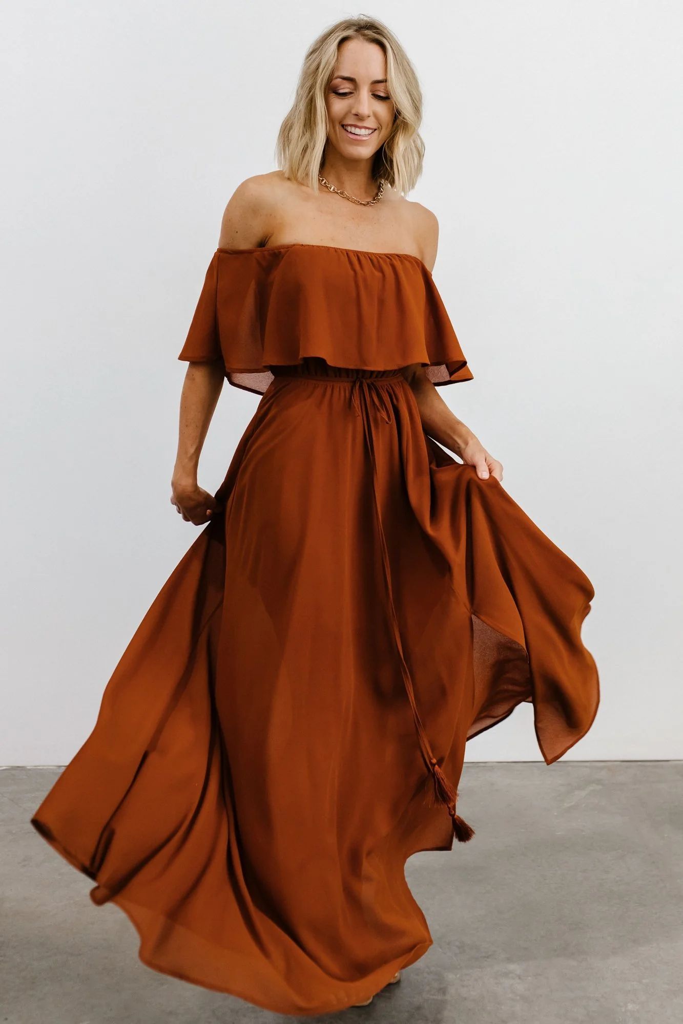 Victoria Off Shoulder Maxi Dress | Spice | Baltic Born