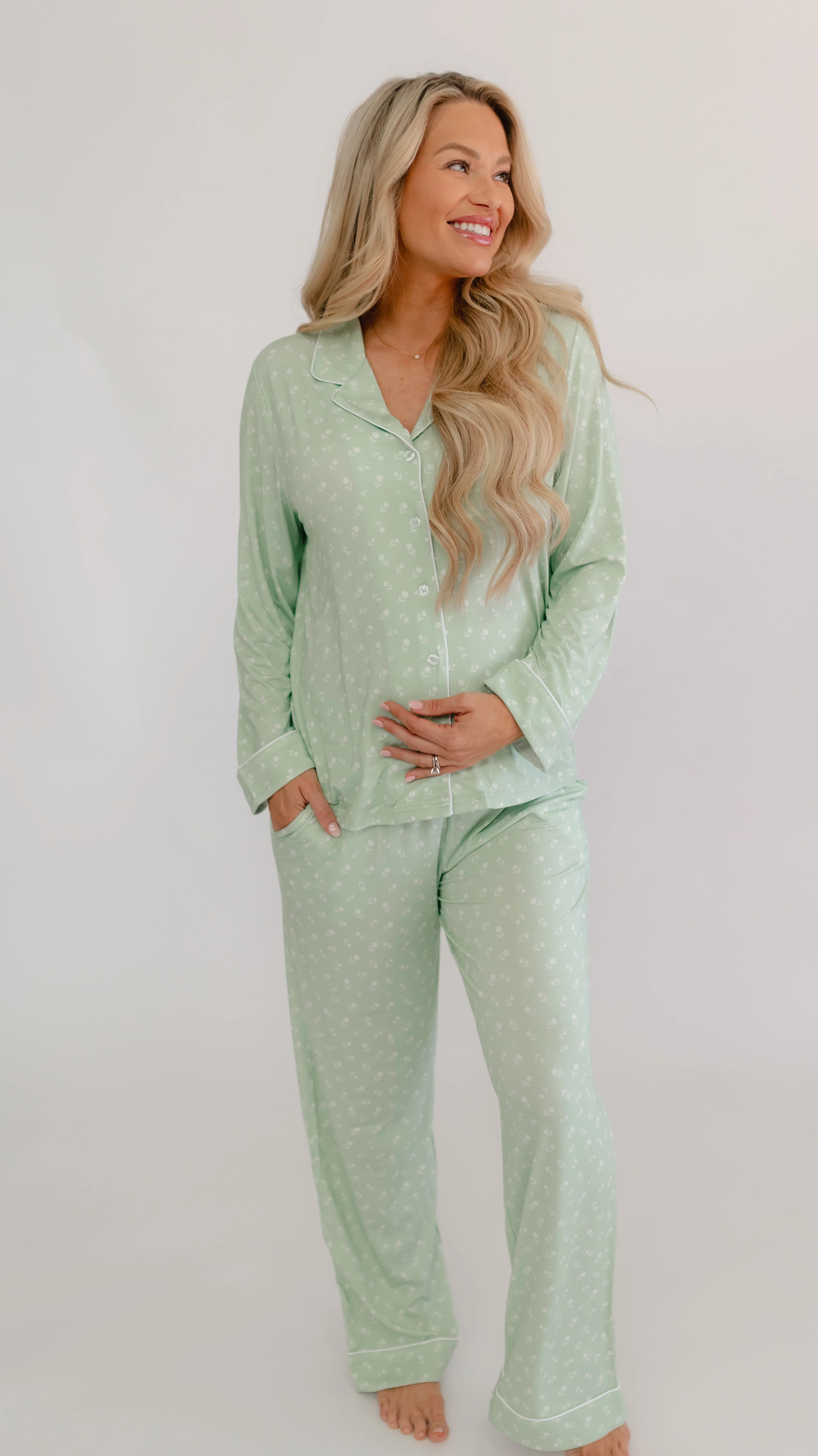 Womens Button Up Set In Meadow Bloom | Silks Design