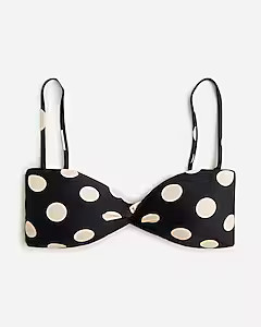 Twist-front bikini top in reversible dot-stripe print | J. Crew US