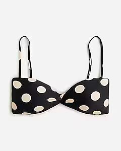 Twist-front bikini top in reversible dot-stripe print | J.Crew US