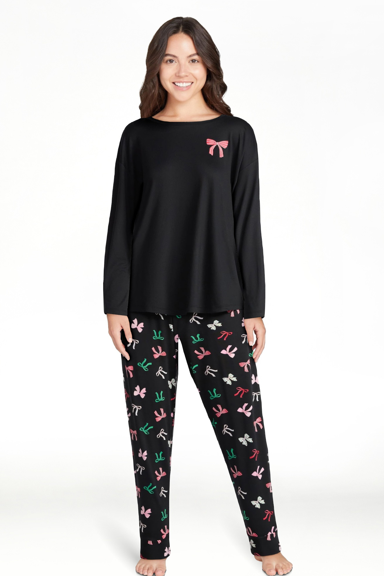 Joyspun Women's Dreamy Soft Collection Long Sleeve Sleep Top and Joggers Pajamas Set, 2-Piece, Si... | Walmart (US)