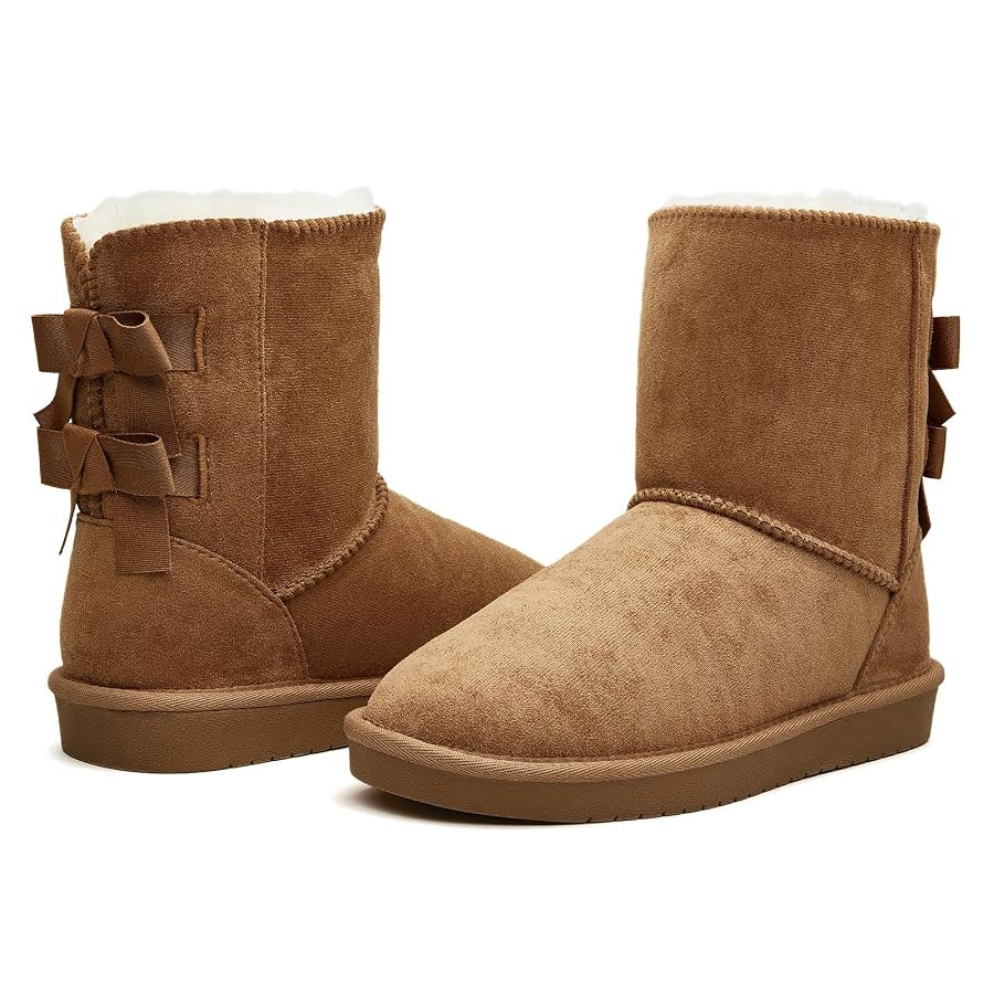 BlackTwig Women's Winter Snow Boots Mid-Calf Faux Suede Slip-On with Soft Faux Fur Lining | Amazon (US)