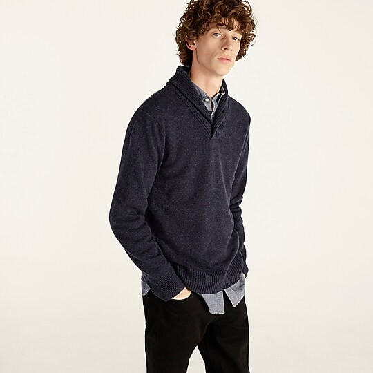 Marled rugged merino wool shawl-collar sweaterItem BA311 | J. Crew US