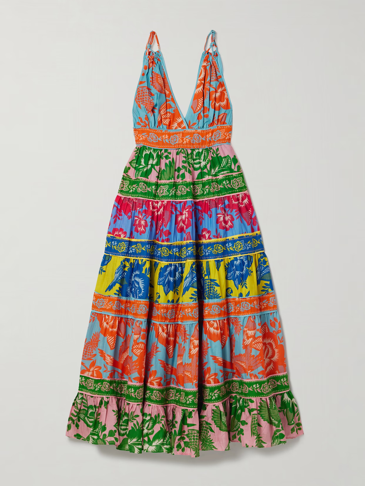 Farm Rio - Lace Garden Printed Tiered Cotton-voile Midi Dress - Multi | NET-A-PORTER (US)