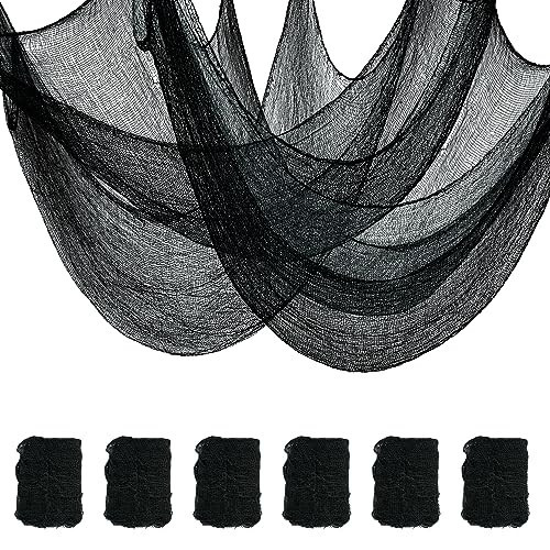 Xgunion Creepy Cloth 6PCS 30x72inch Black Spooky Gauze Cloth for Halloween Party Indoor/Outdoor Decor | Amazon (US)
