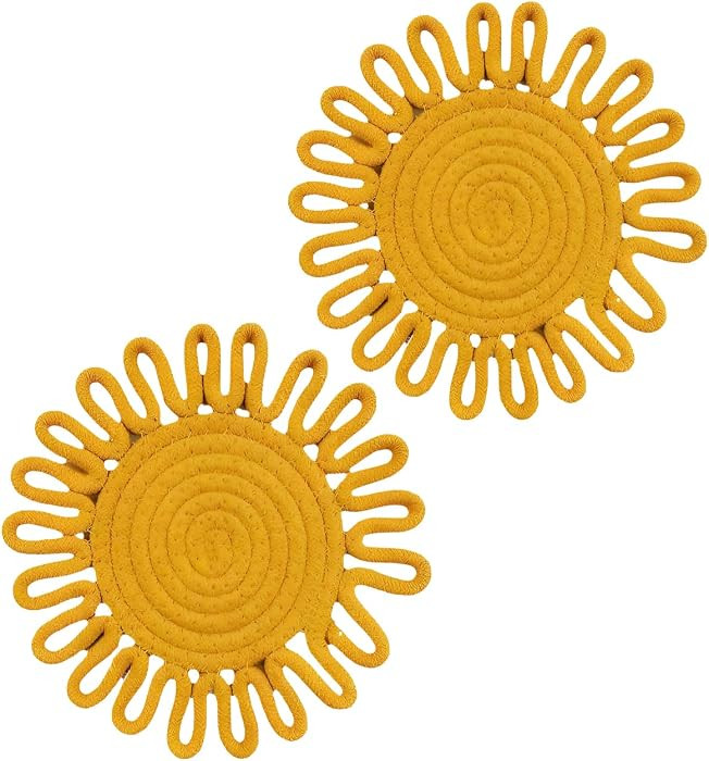Cotton Trivets for Hot Dishes, Sunflower Design, Yellow, Trivets for Quartz countertops,Heat Resi... | Amazon (US)