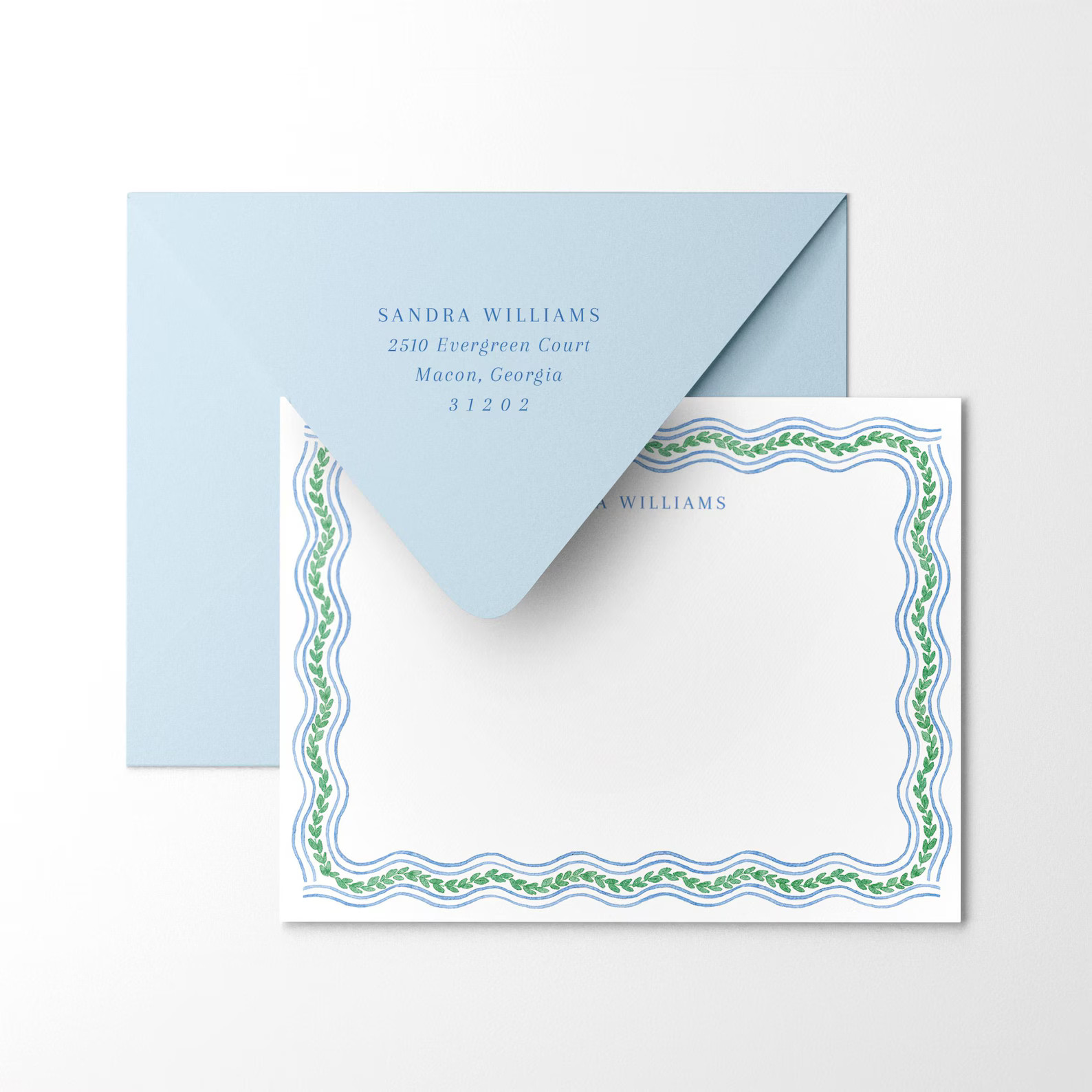 Personalized Notecards | Ivy Vine Watercolor | Curvy Decorative Border | A2 4.25 x 5.5 | Euro Tri... | Etsy (US)