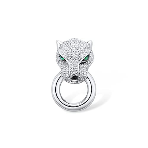 Santuzza Panther Pendant 925 Sterling Silver Leopard Pendants White Cubic Zirconia Green Spinel Jaguar Jewelry | Amazon (US)