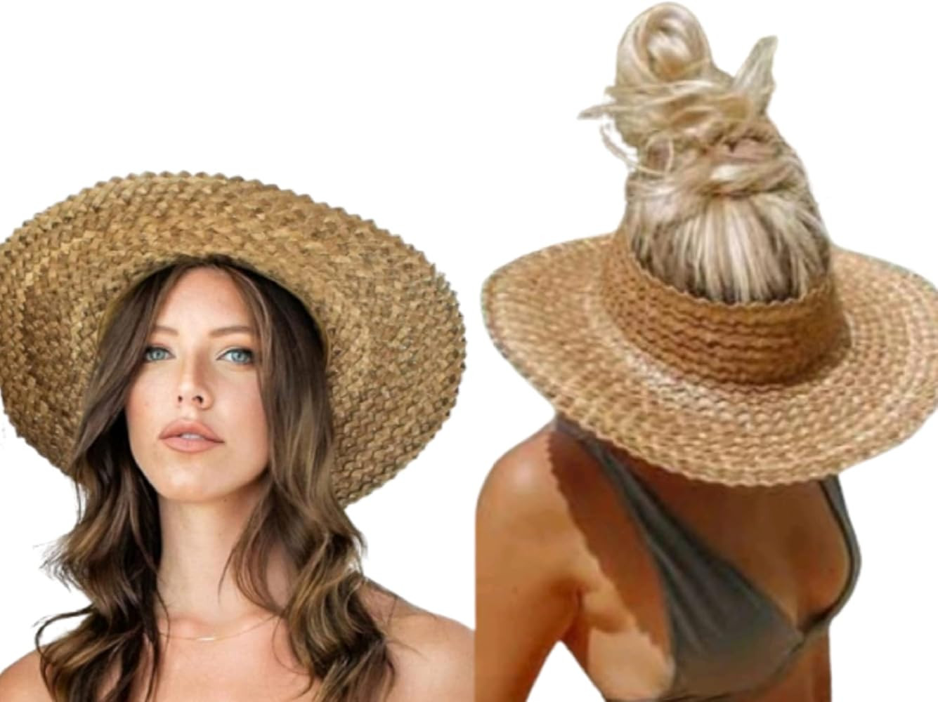 Wide Brim Straw Sun Visor Breathable Palm Leaf Hat for Women, Ideal for Beach, Travel, and Outdoo... | Amazon (US)