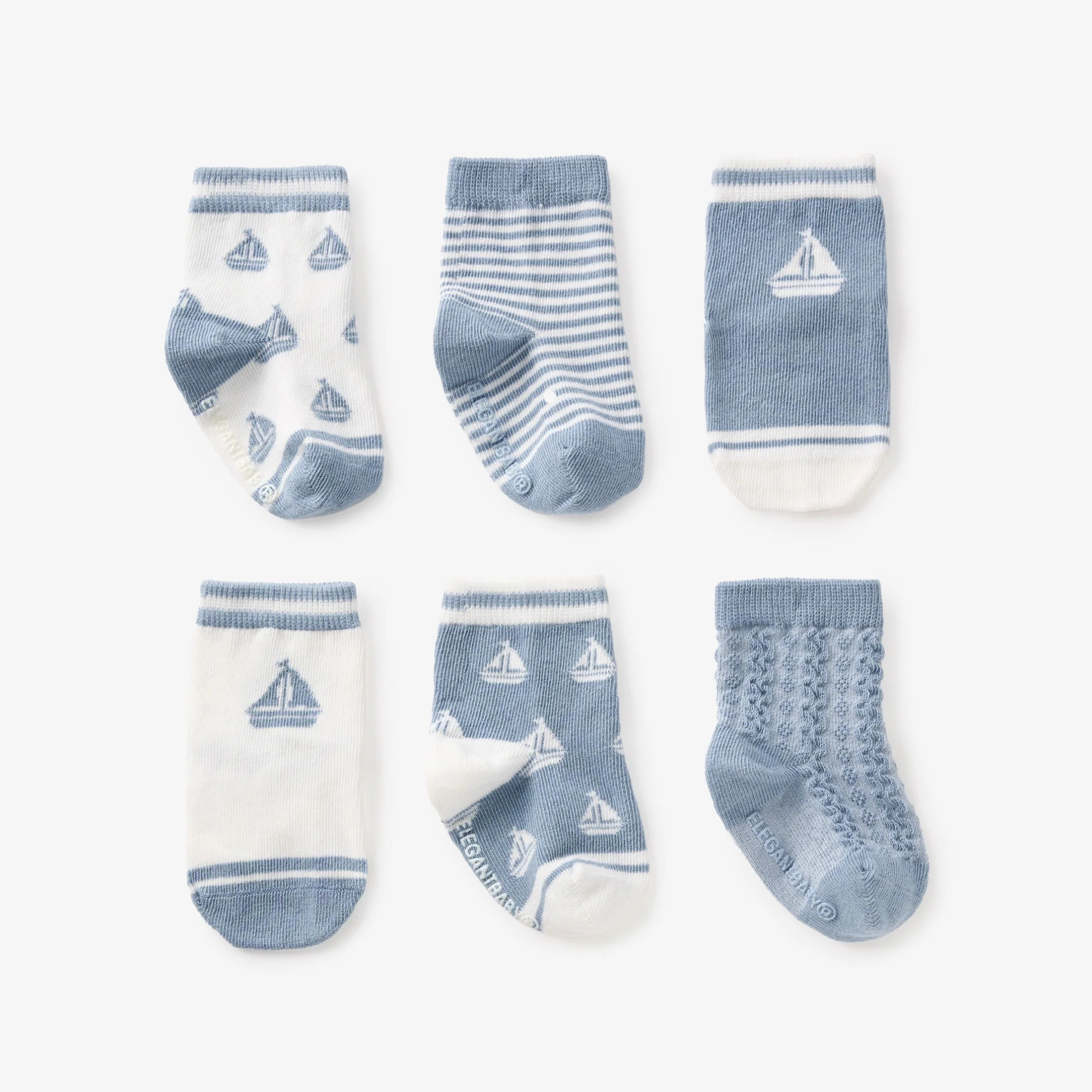 Nautical Non-Slip Socks 6 Pk | Elegant Baby