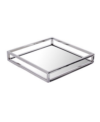 Large Square Mirrored Tray with Chrome Rails | Macys (US)