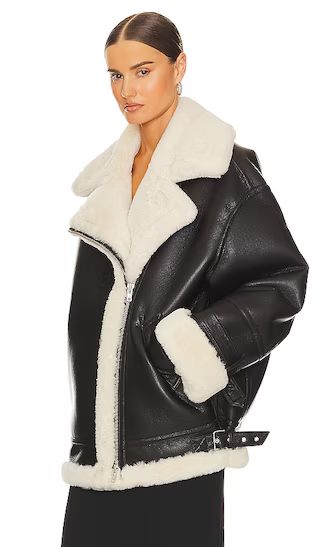 80s Oversized Faux Shearling Jacket in Black | Revolve Clothing (Global)
