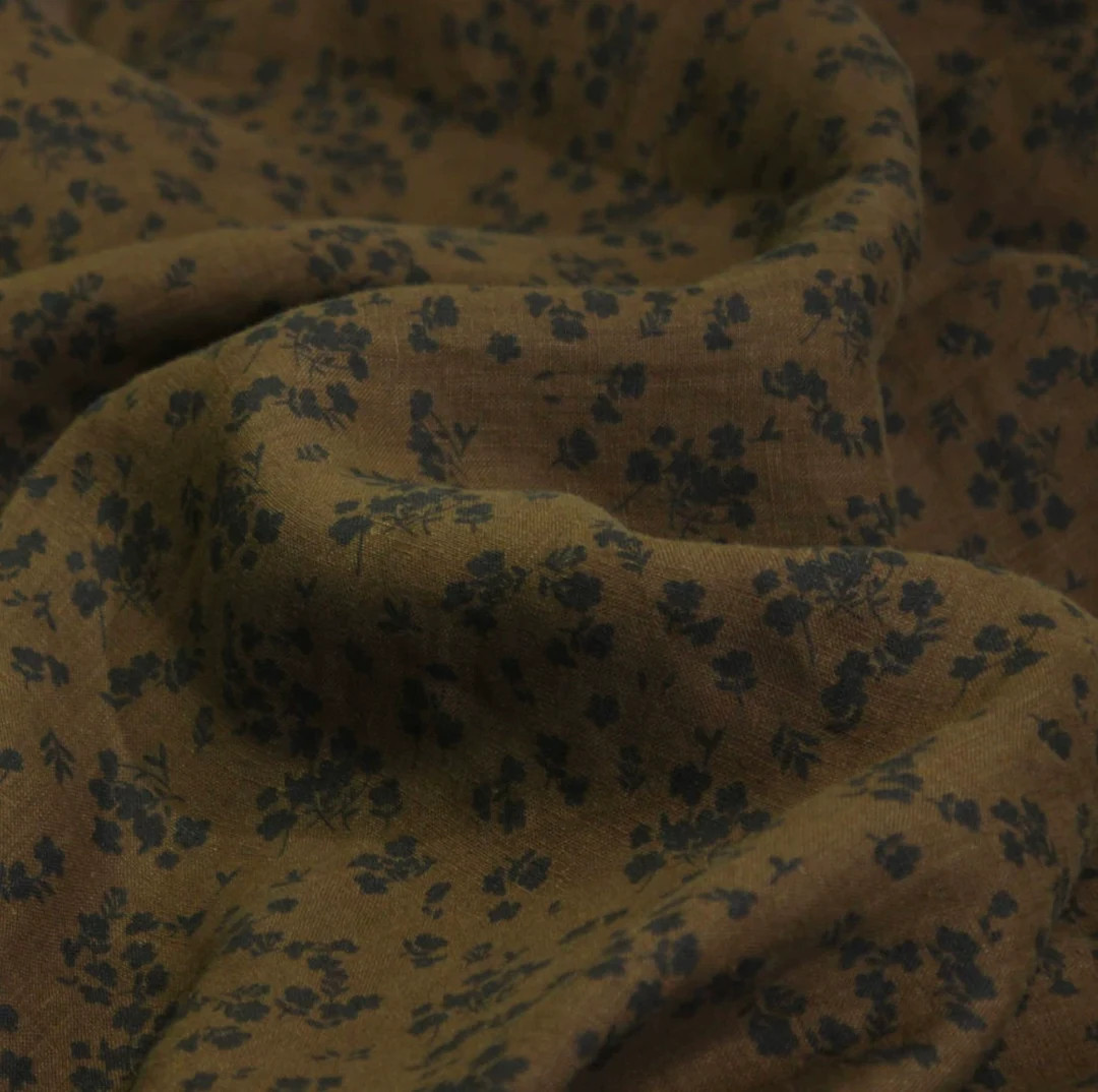 Print Floral Linen Fabric by the Yard - Etsy | Etsy (US)