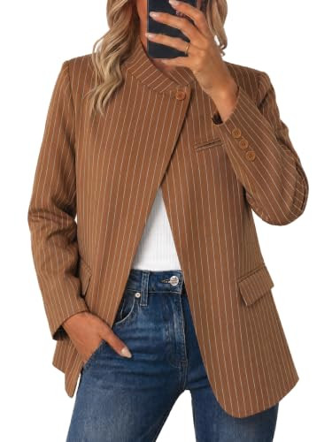 Cicy Bell Women Plaid Blazer Business Stand Collar Open Front Suit Jacket | Amazon (US)