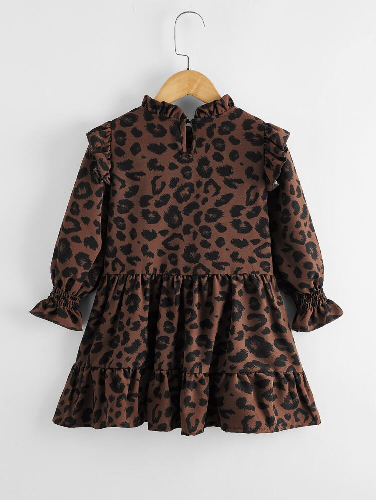Toddler Girls Allover Print Frill Neck Babydoll Dress | SHEIN