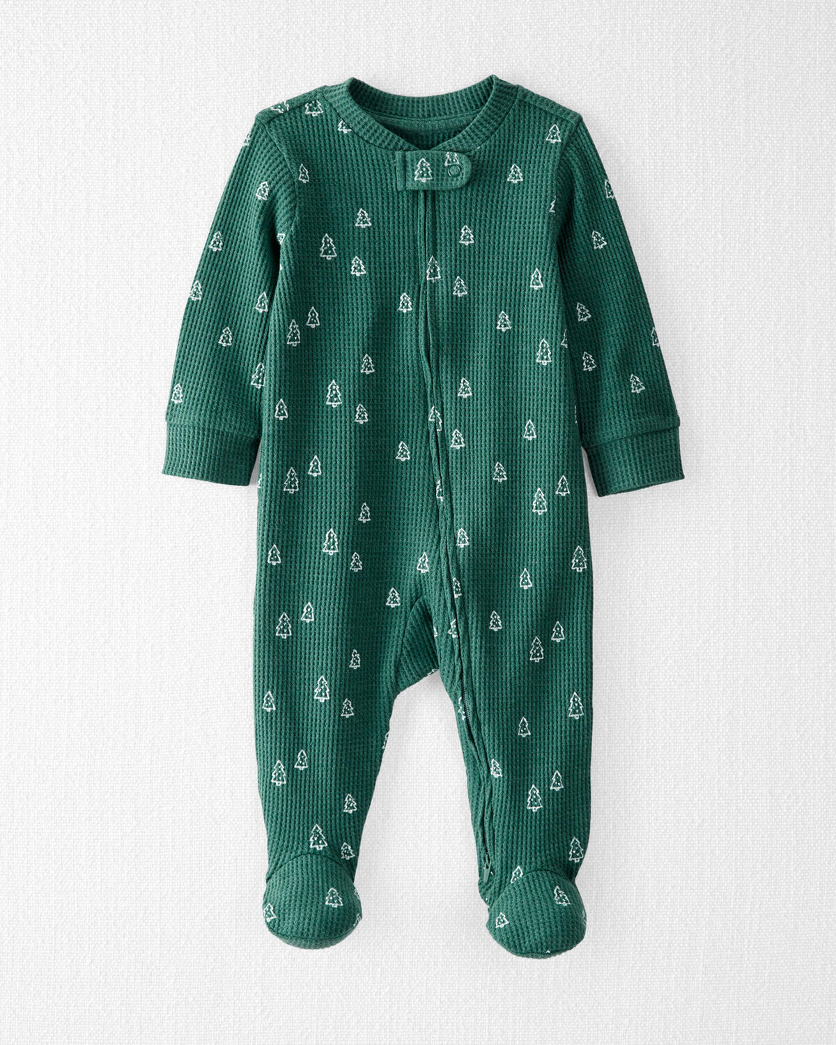 Baby Organic Cotton Waffle Knit Sleep & Play Pajamas in Christmas Tree Print | Carter's Inc