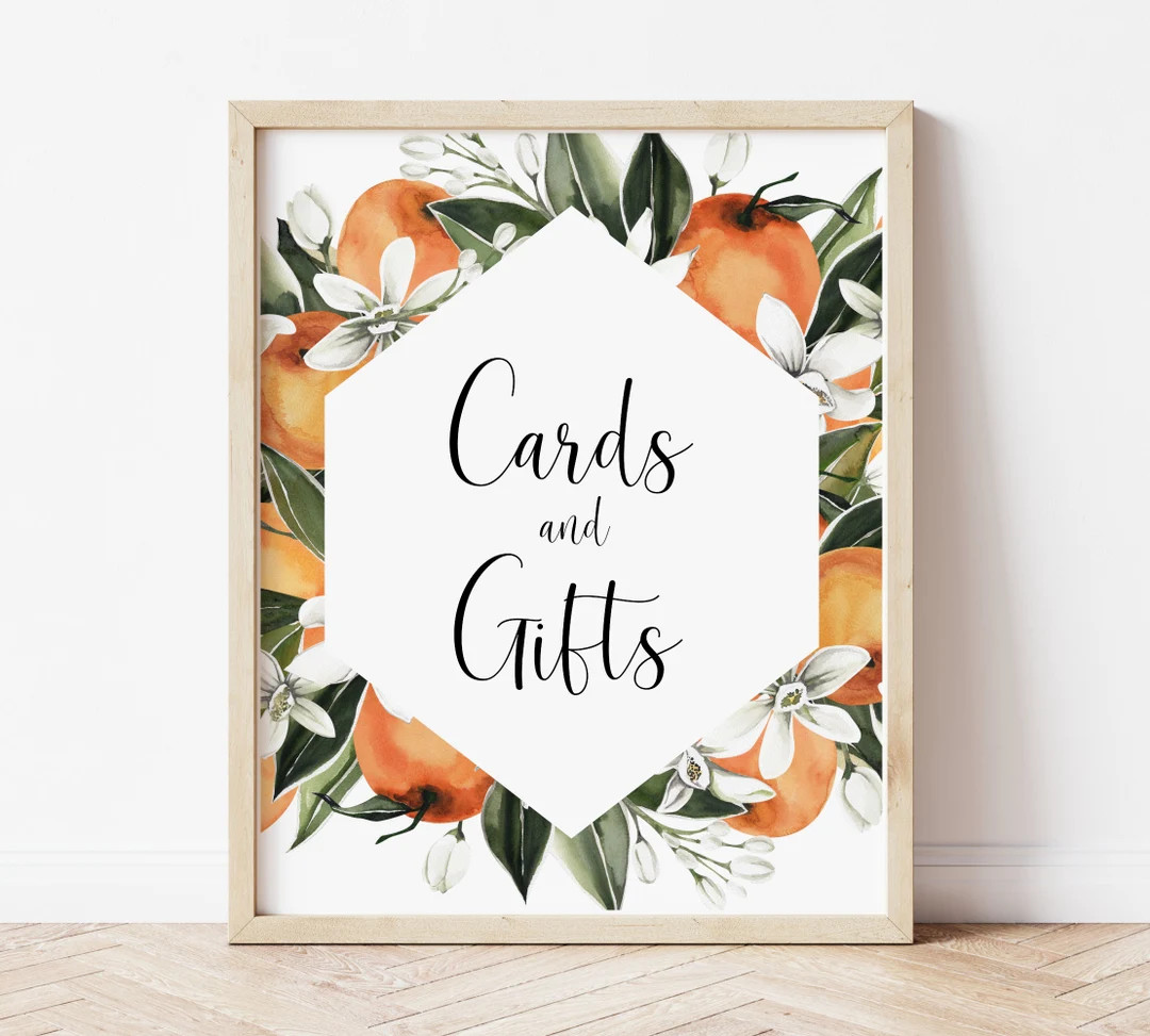 Orange Citrus Cards and Gifts Sign Little Cutie Baby Shower Citrus Bridal Shower Decor Gift Table... | Etsy (US)