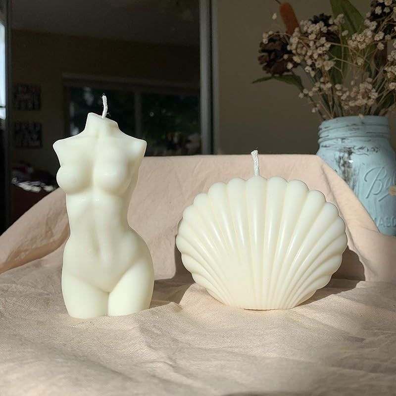 Scented White Woman Torso Candle And Sea shell Set | Mango and Coconut Milk Soy Wax Candle || Han... | Amazon (US)