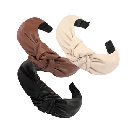 Knotted Headbands for Women Girls NiuZaiz 3 Pcs Wide Pu Leather Knot Headband Turban Leather Headban | Walmart (US)