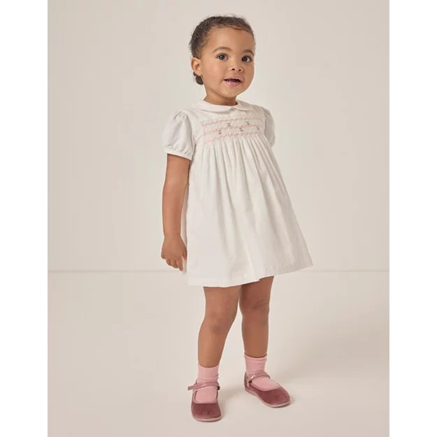 Organic Cotton Cherry Hand Smocked Cord Dress (0–18mths) | The White Company US