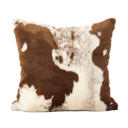 SARO LIFESTYLE Lait Design Urban Faux Cowhide Poly Filled Pillow, 18", Brown | Amazon (US)
