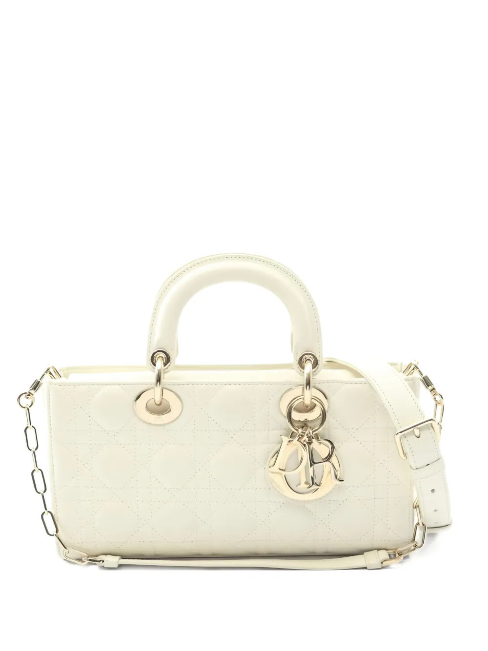 Christian Dior Pre-Owned 2000s medium Lady D-Joy Cannage leather tote bag - White | Farfetch Global