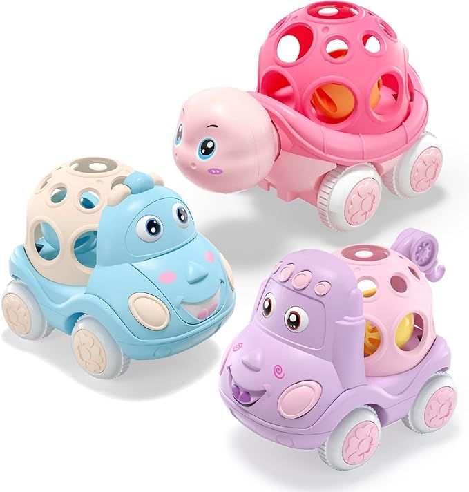Baby Girl Toy Cars for Babies, Pink Car Toys for Baby Girls, Toy Car for Infant Toddler Girl, Eas... | Amazon (US)