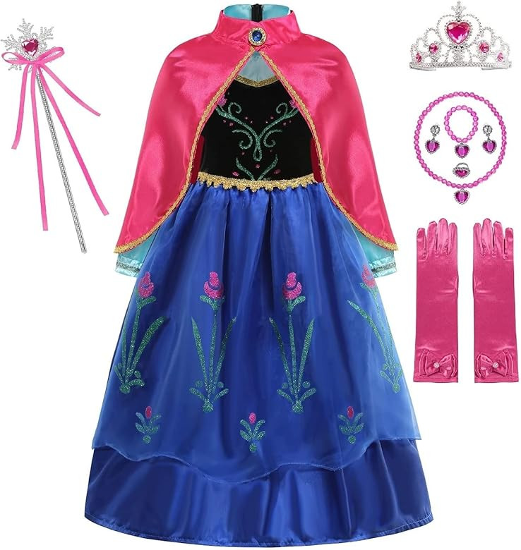 Princess Costume for Girls Toddler Cosplay Dress Up with Cape Accessories Birthday Christmas Part... | Amazon (US)