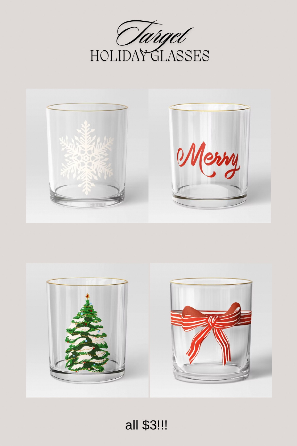 The prettiest holiday glasses from @target!! I cannot believe they’re only $3 each!! 
@targetstyle #target #targetpartner #targetstyle

#LTKSeasonal #LTKCyberWeek #LTKHoliday