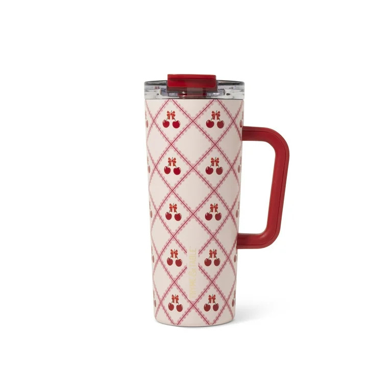 Thyme & Table 24oz Stainless Steel Luna Tumbler with Handle and Dual Straw Lid, Lace | Walmart (US)