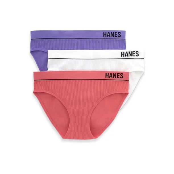 Hanes Originals Women's Seamless Rib Bikini Underwear, 3-Pack | Walmart (US)